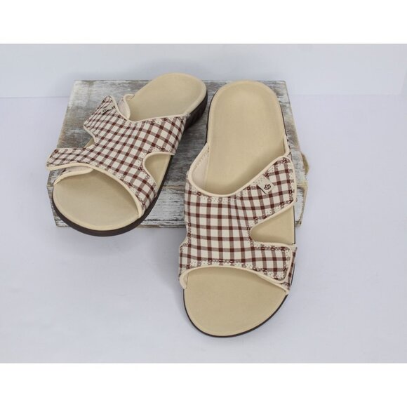 Spenco Orthotic Women's 10 Slide On Sandals Size Tan Brown Total Support NWOB - Picture 1 of 10